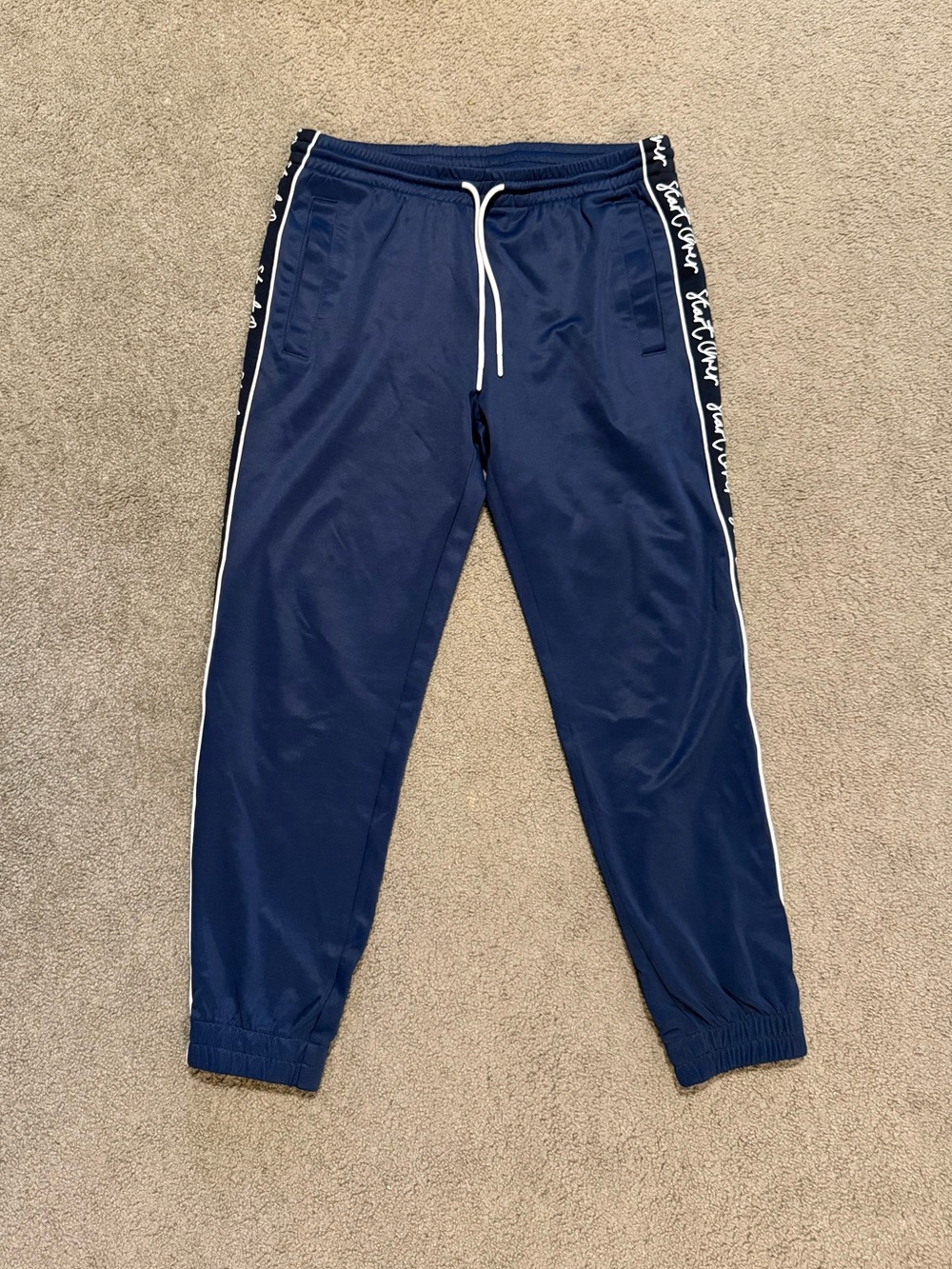 NWOT Jack & Jones Navy Joggers with White Piping